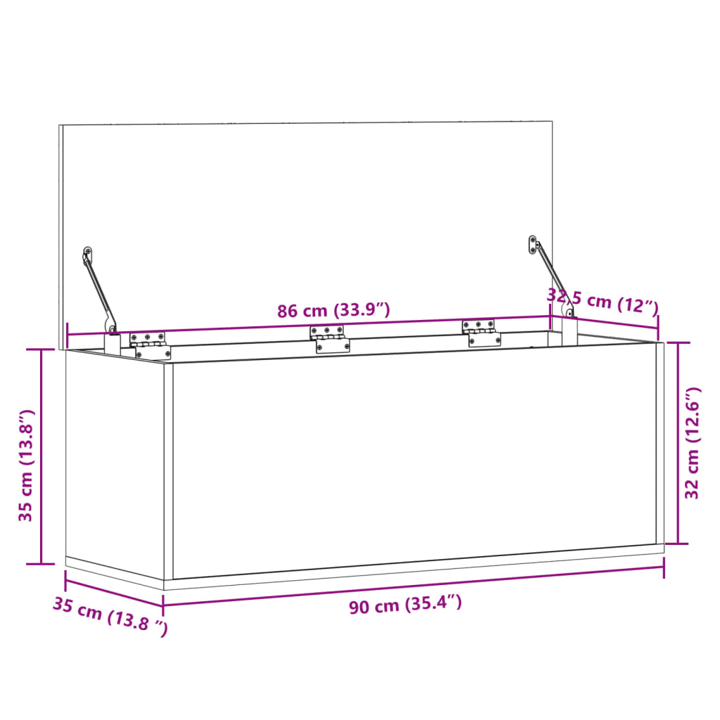 Storage Box Sonoma Oak 90x35x35 cm Engineered Wood