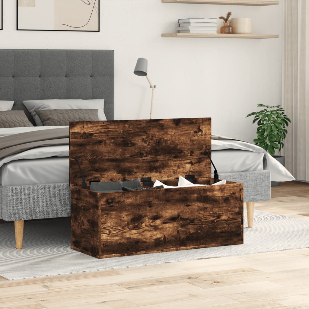 Storage Box Smoked Oak 90x35x35 cm Engineered Wood