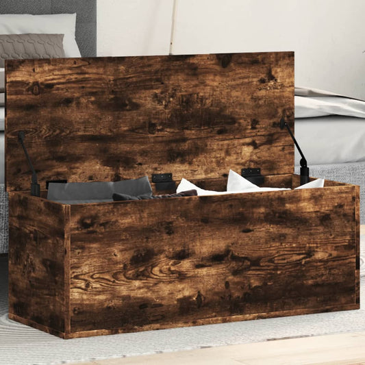 Storage Box Smoked Oak 90x35x35 cm Engineered Wood