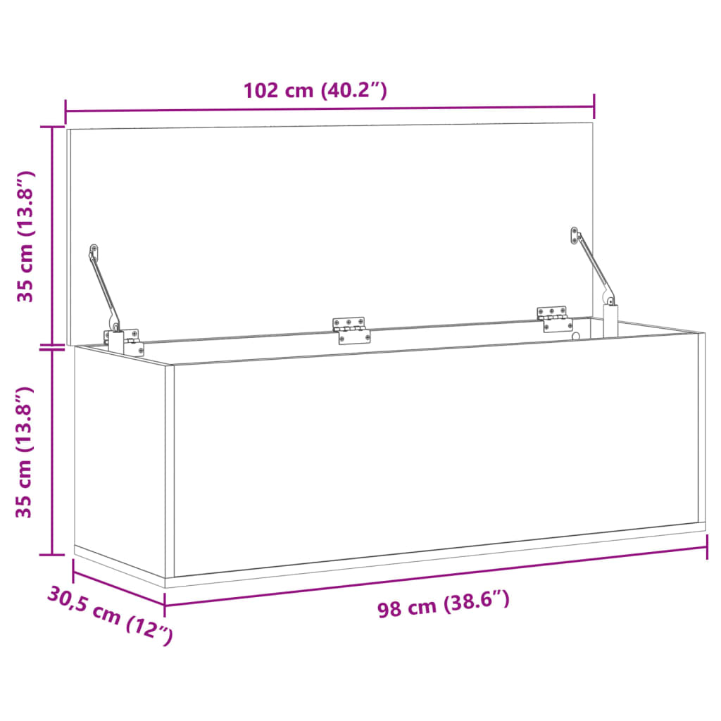 Storage Box White 102x35x35 cm Engineered Wood