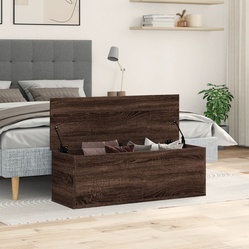 Storage Box Brown Oak 102x35x35 cm Engineered Wood