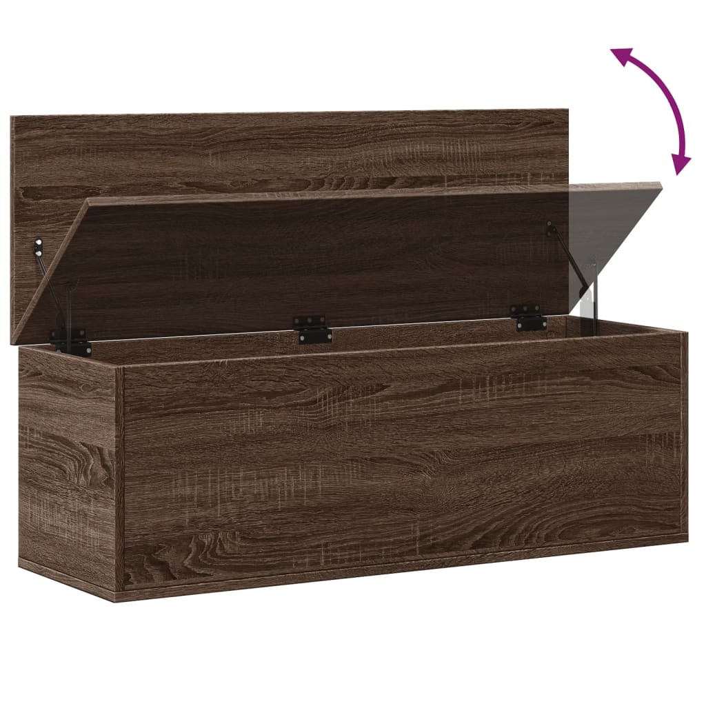 Storage Box Brown Oak 102x35x35 cm Engineered Wood