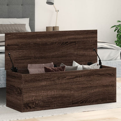 Storage Box Brown Oak 102x35x35 cm Engineered Wood