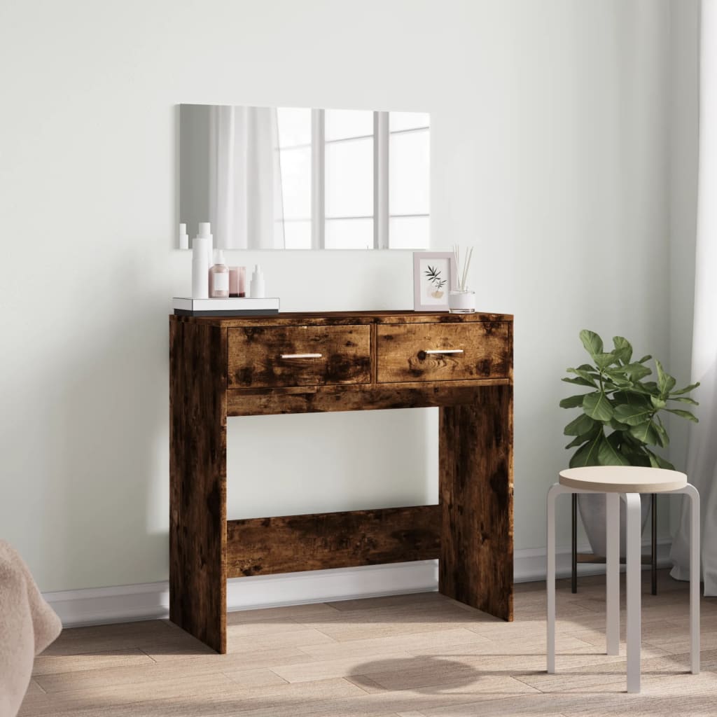 Dressing Table with Mirror Smoked Oak 80x39x80 cm