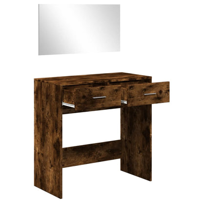 Dressing Table with Mirror Smoked Oak 80x39x80 cm