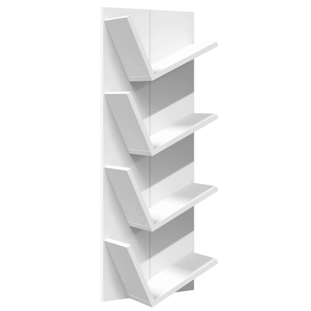 Wall Bookshelf 4-Tier White 33x16x90 cm