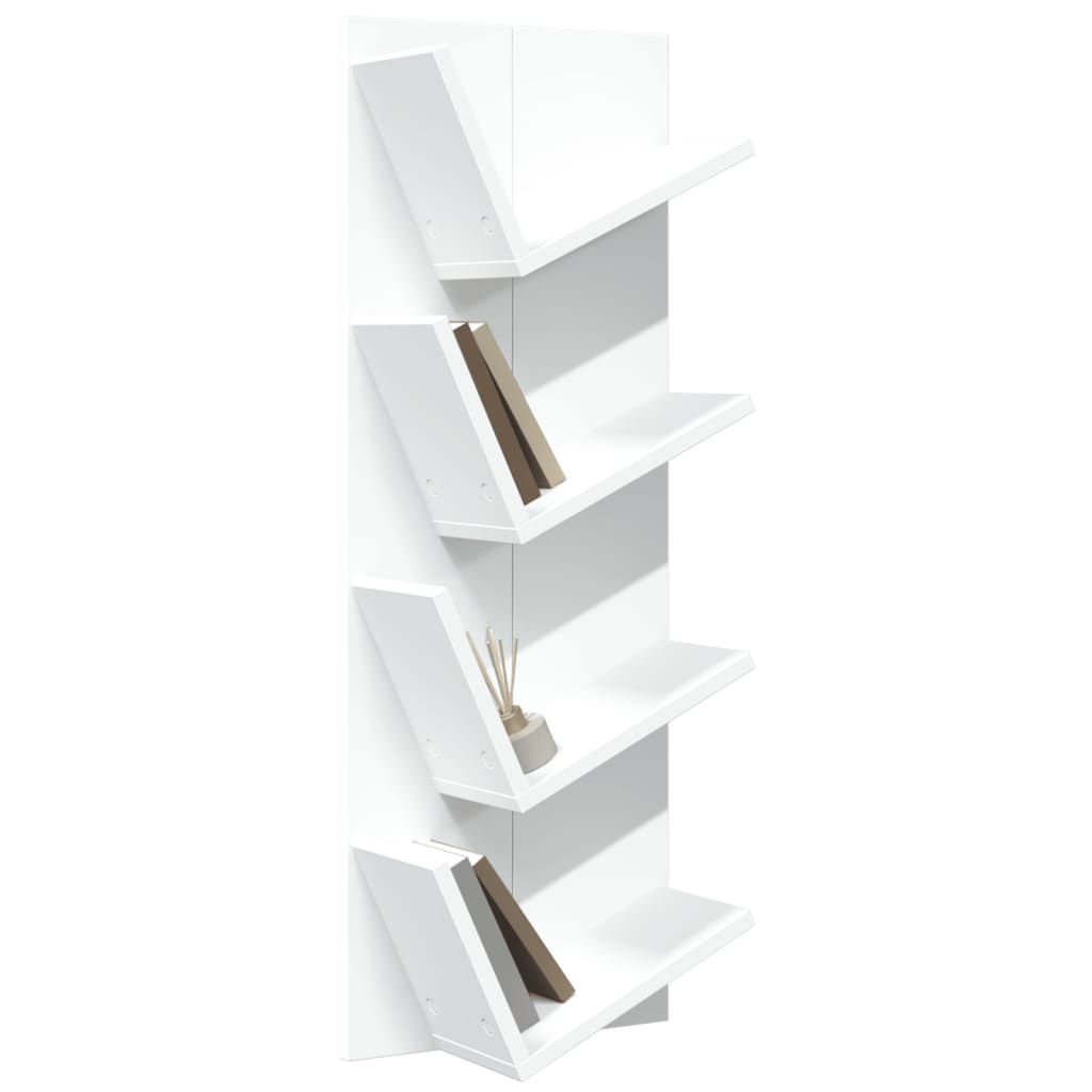 Wall Bookshelf 4-Tier White 33x16x90 cm