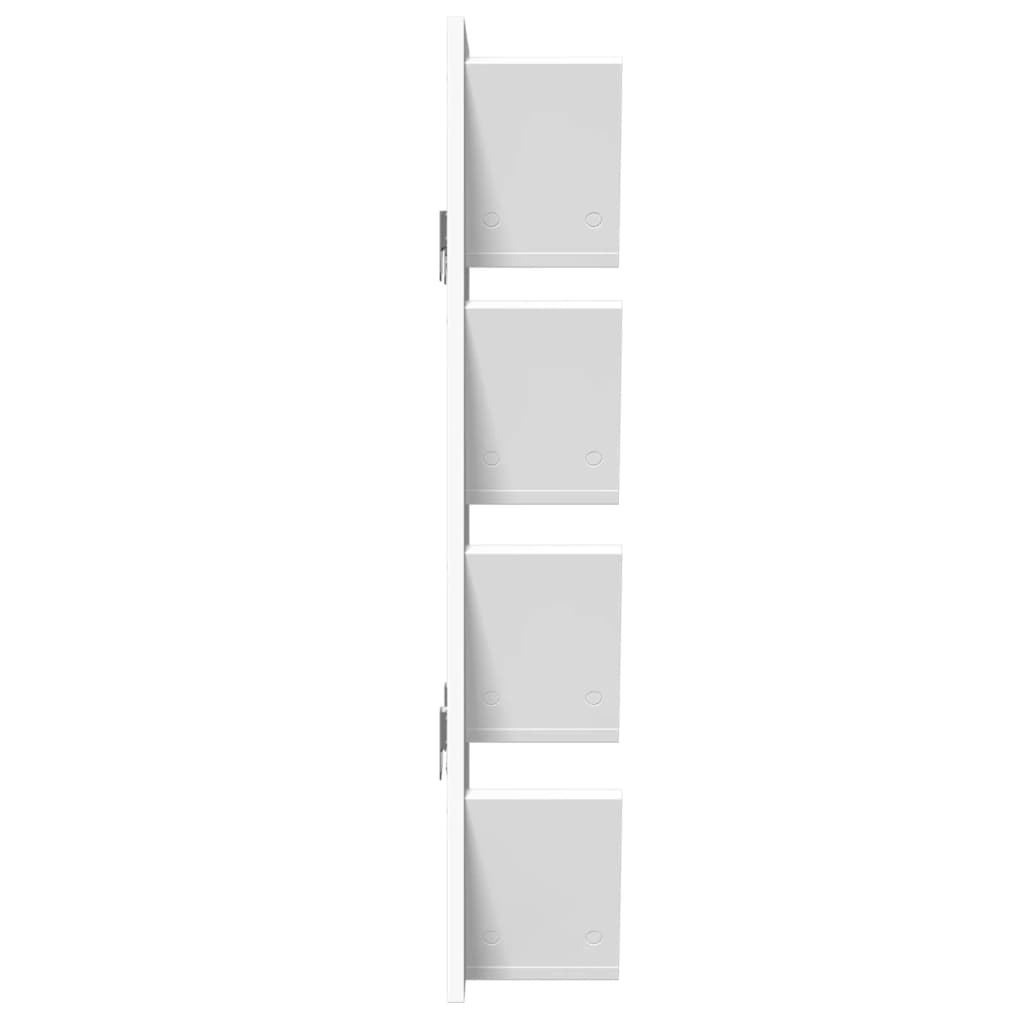 Wall Bookshelf 4-Tier White 33x16x90 cm