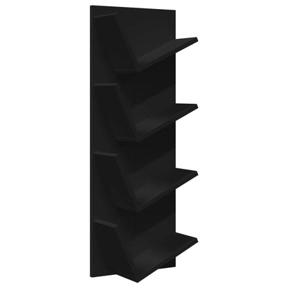 Wall Bookshelf 4-Tier Black 33x16x90 cm