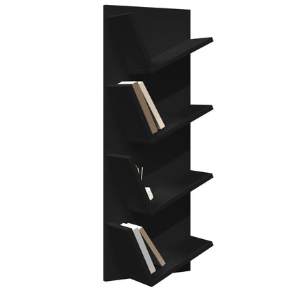 Wall Bookshelf 4-Tier Black 33x16x90 cm