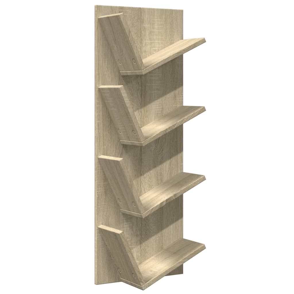 Wall Bookshelf 4-Tier Sonoma Oak 33x16x90 cm