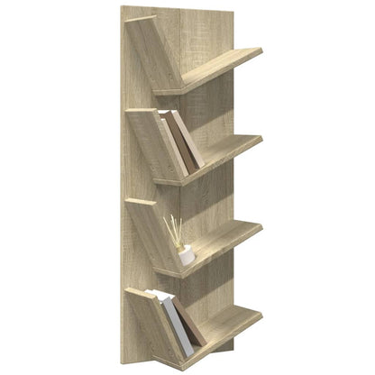 Wall Bookshelf 4-Tier Sonoma Oak 33x16x90 cm