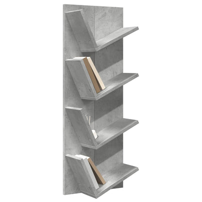 Wall Bookshelf 4-Tier Concrete Grey 33x16x90 cm