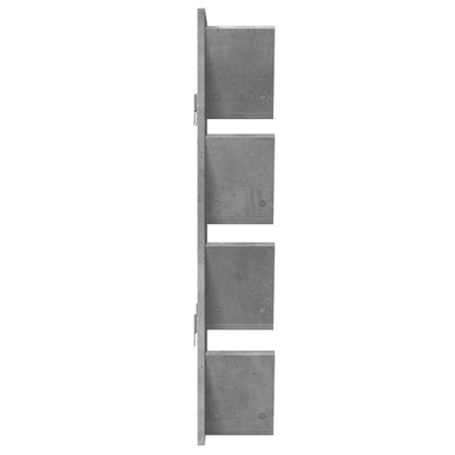 Wall Bookshelf 4-Tier Concrete Grey 33x16x90 cm