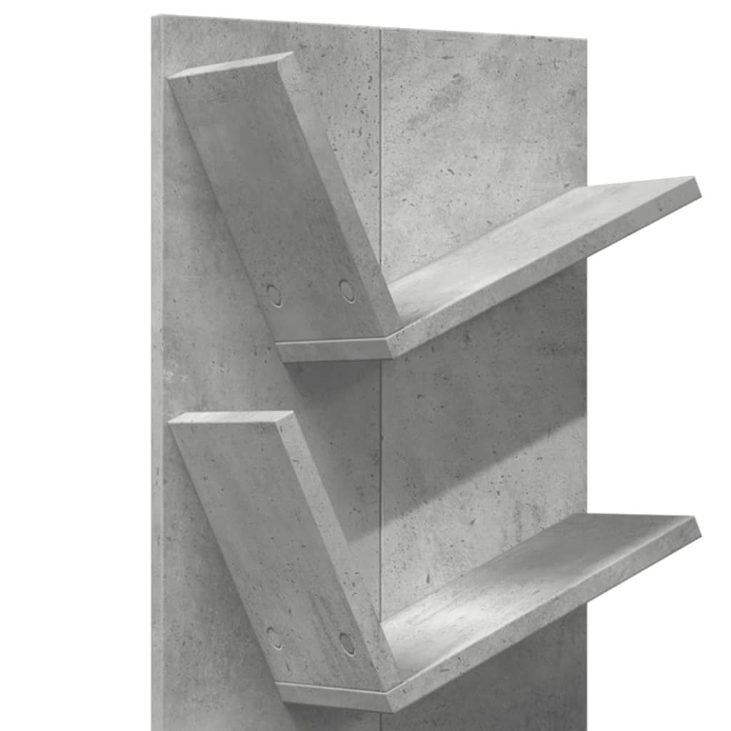 Wall Bookshelf 4-Tier Concrete Grey 33x16x90 cm