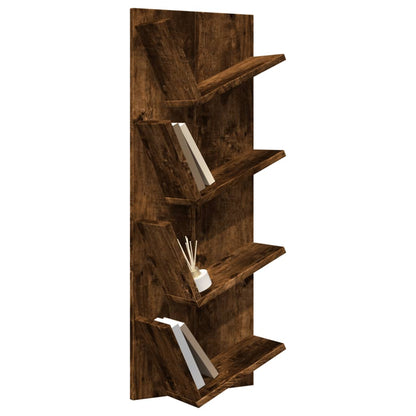 Wall Bookshelf 4-Tier Smoked Oak 33x16x90 cm