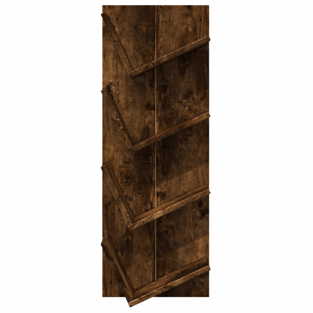 Wall Bookshelf 4-Tier Smoked Oak 33x16x90 cm