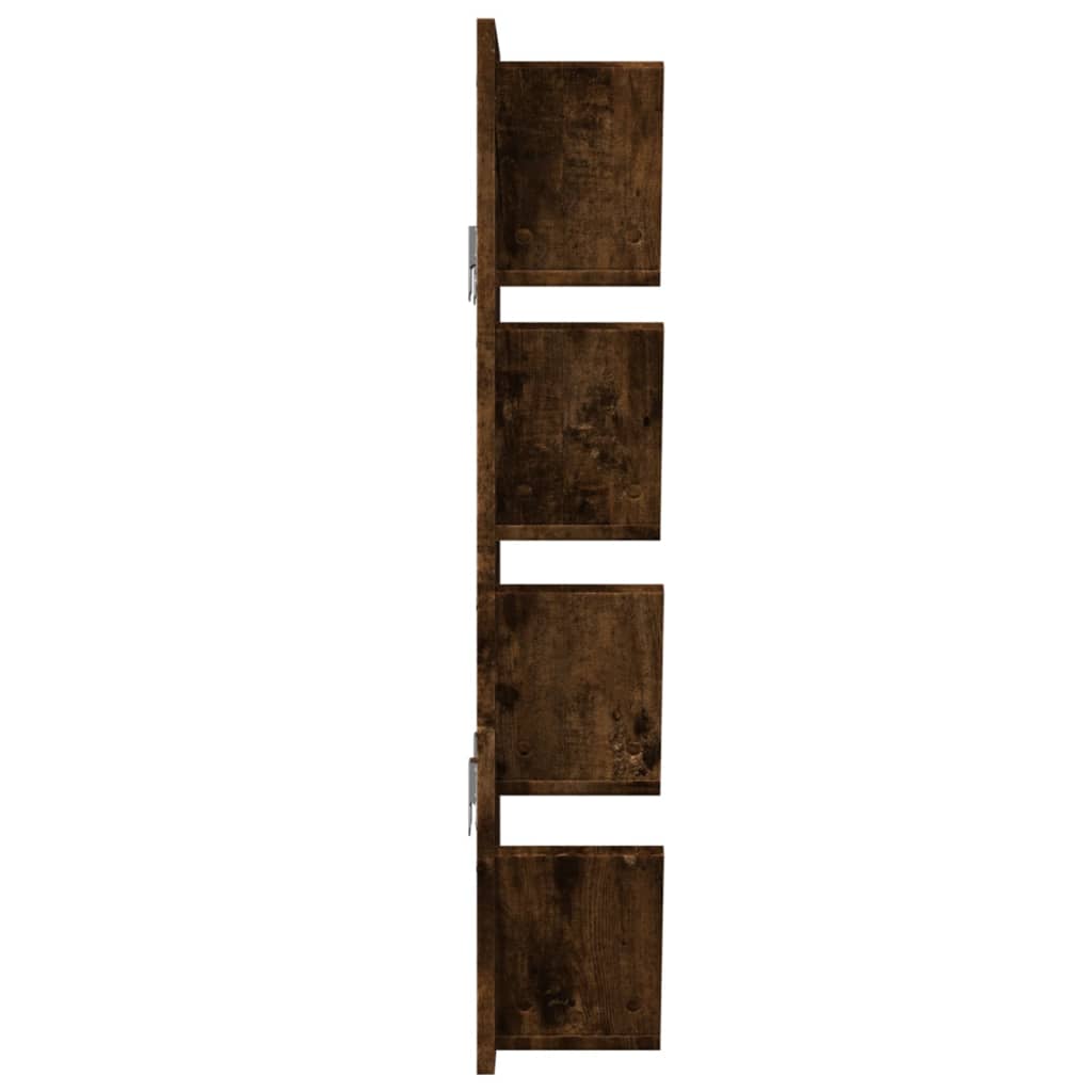 Wall Bookshelf 4-Tier Smoked Oak 33x16x90 cm