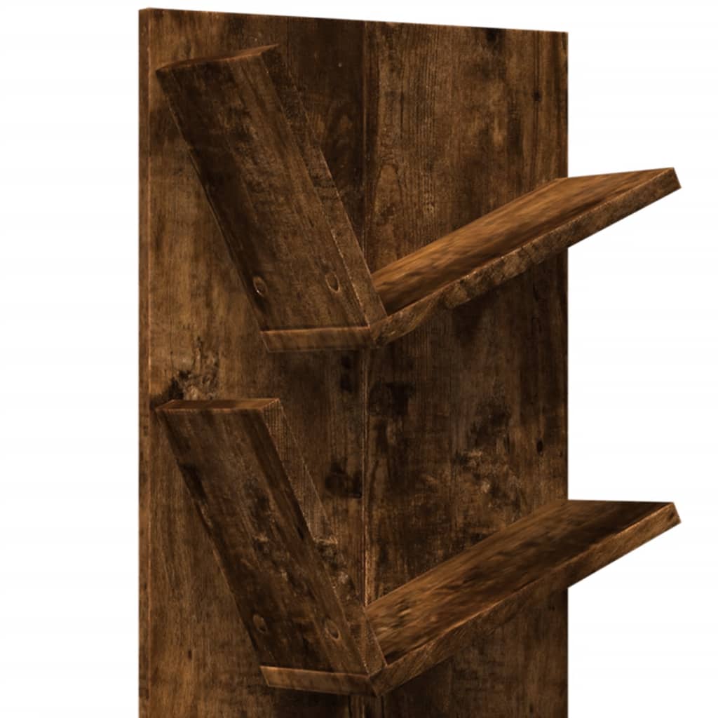 Wall Bookshelf 4-Tier Smoked Oak 33x16x90 cm