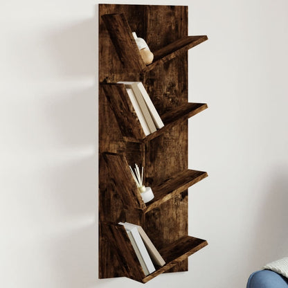 Wall Bookshelf 4-Tier Smoked Oak 33x16x90 cm