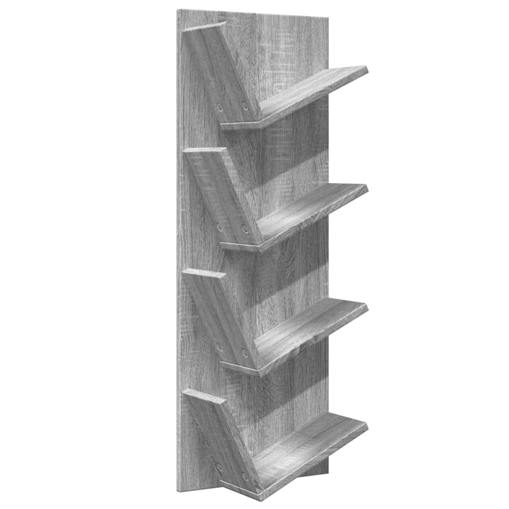 Wall Bookshelf 4-Tier Grey Sonoma 33x16x90 cm