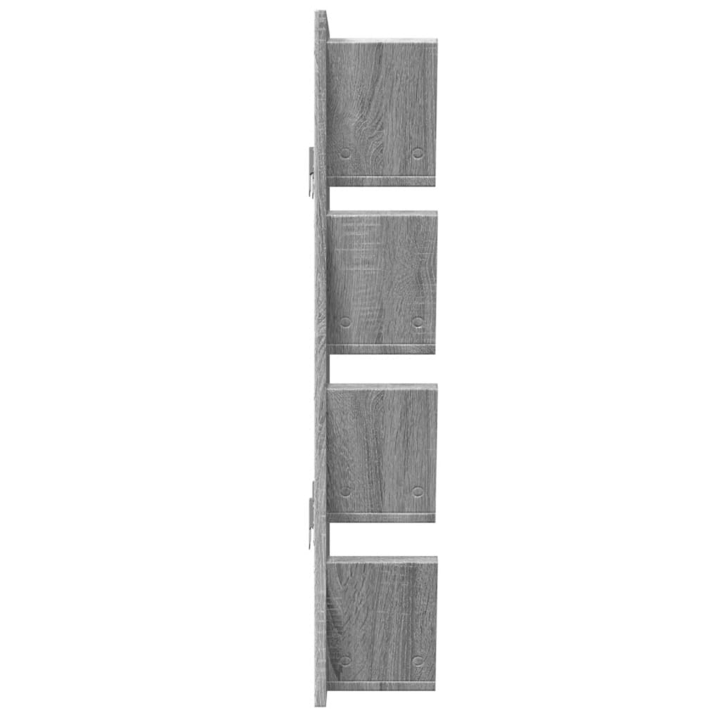 Wall Bookshelf 4-Tier Grey Sonoma 33x16x90 cm