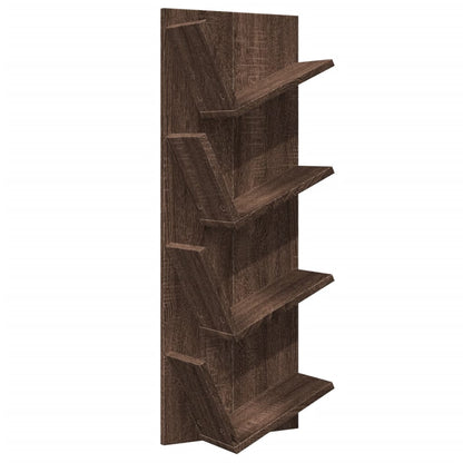 Wall Bookshelf 4-Tier Brown Oak 33x16x90 cm