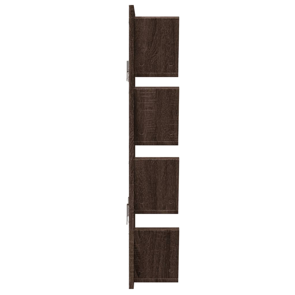 Wall Bookshelf 4-Tier Brown Oak 33x16x90 cm