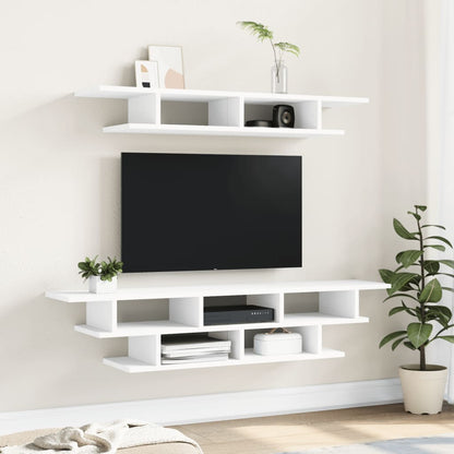 TV Wall Units White Engineered Wood