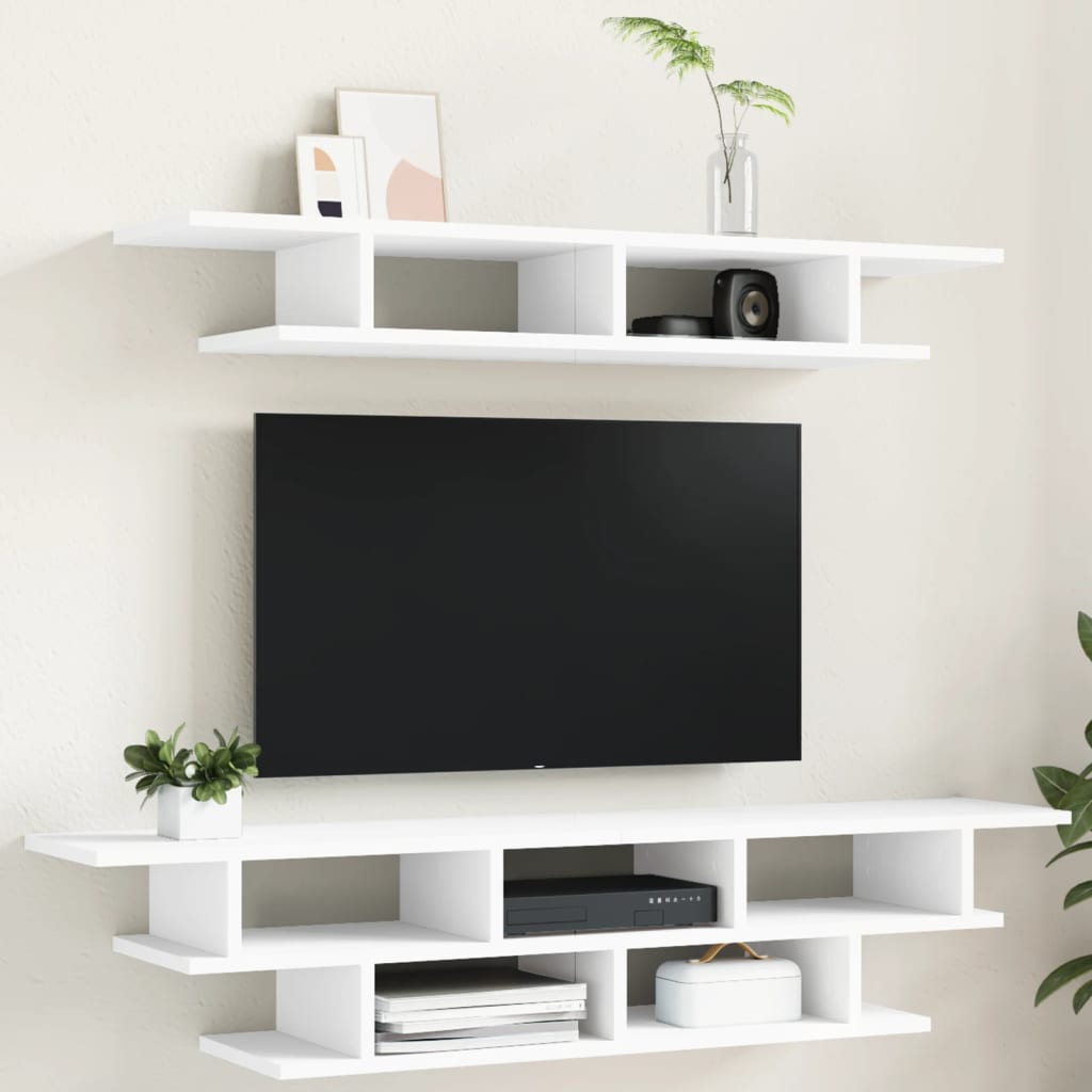 TV Wall Units White Engineered Wood