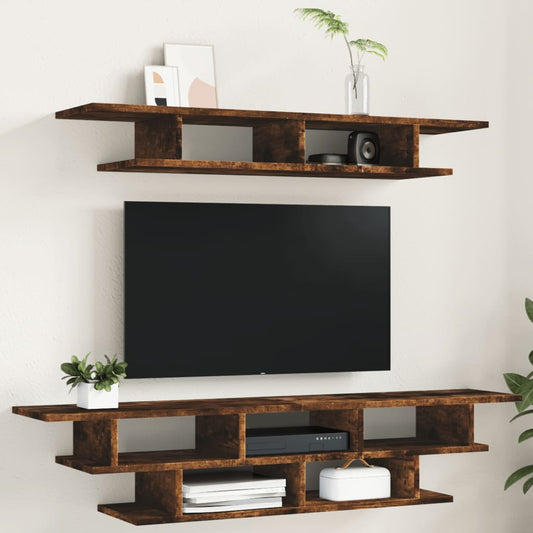 TV Wall Units Brown Oak Engineered Wood