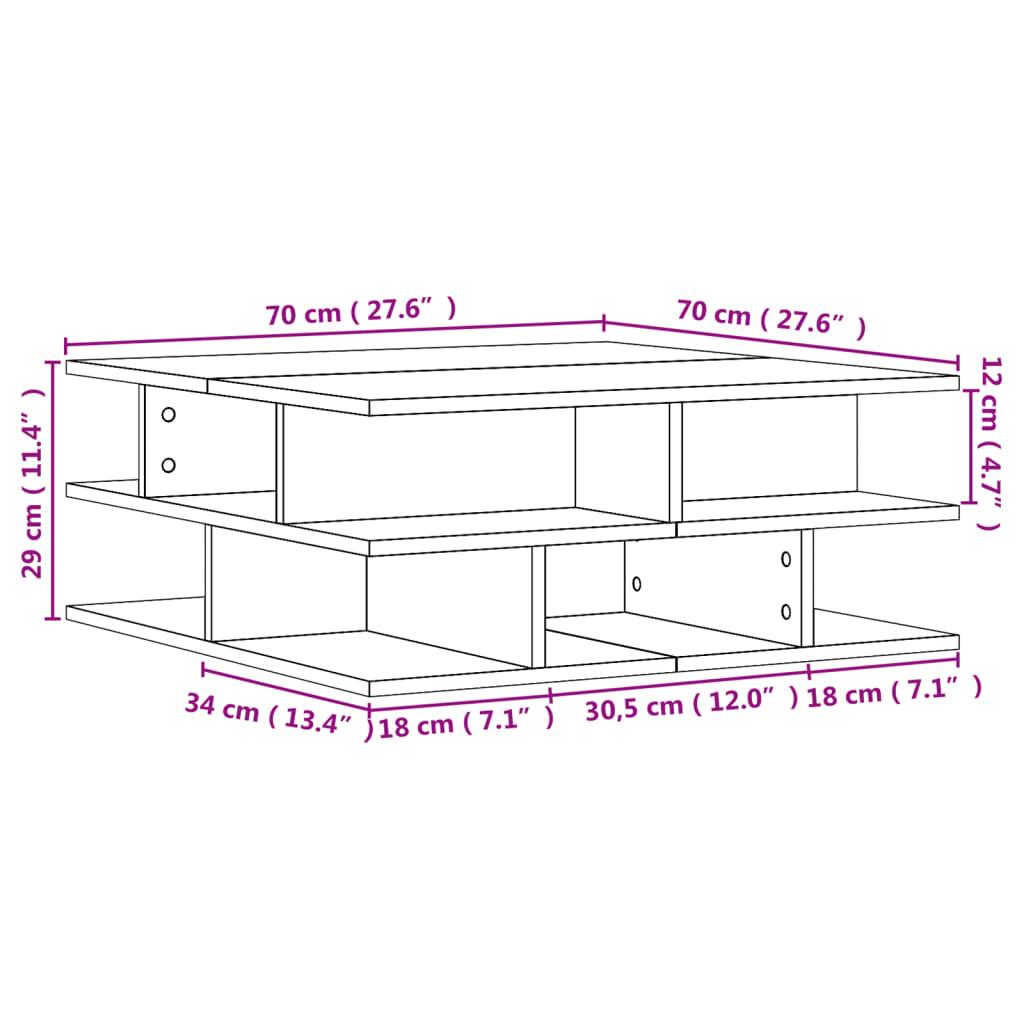 Coffee Table White 70x70x29 cm Engineered Wood