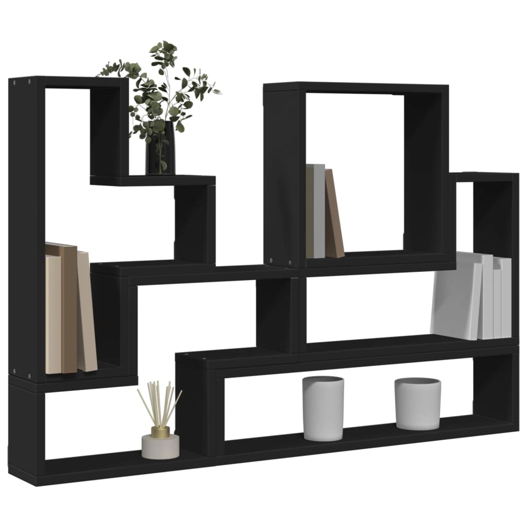 Wall Shelf Black 96x12x64 cm Engineered Wood