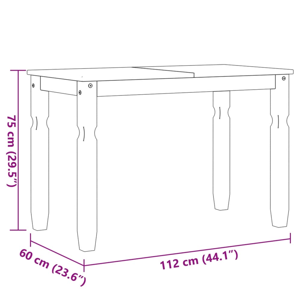 Dining Table Corona 112x60x75 cm Solid Wood Pine