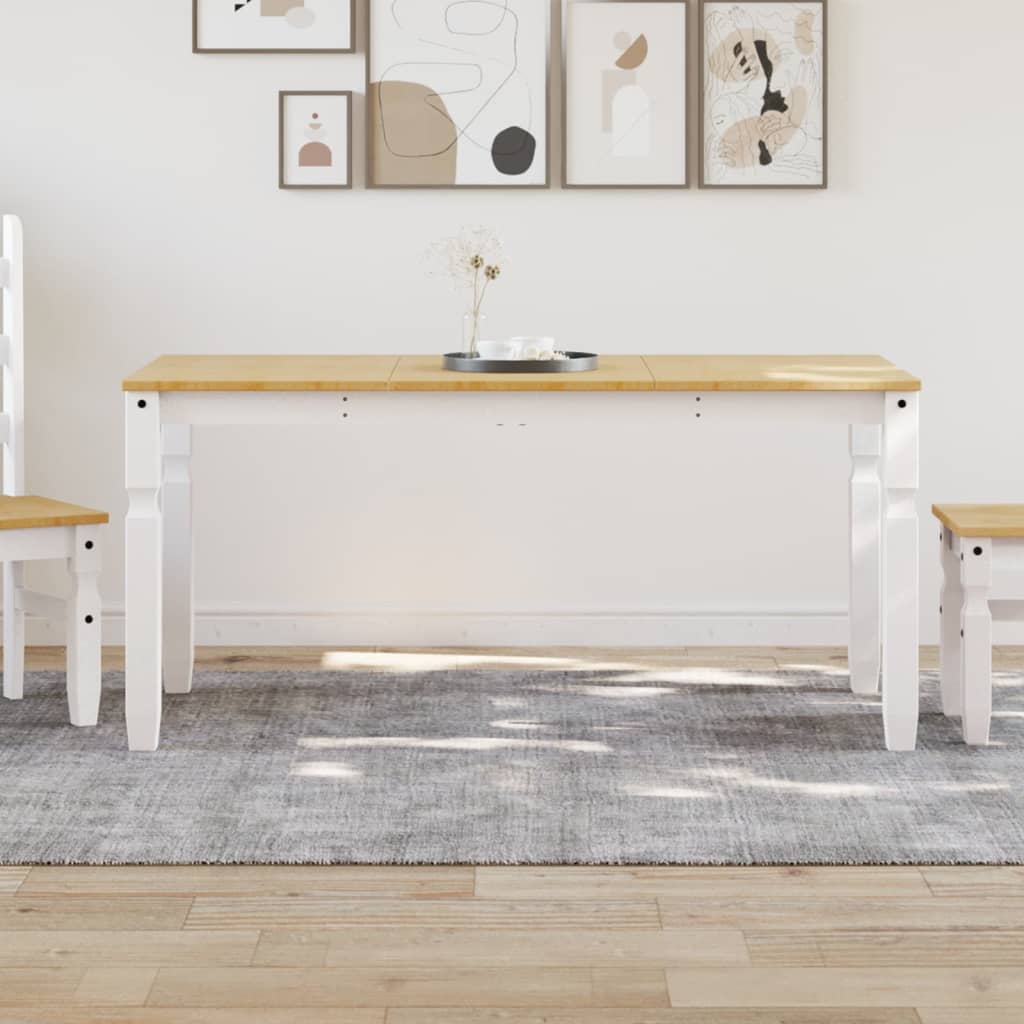 Dining Table Corona White 160x80x75 cm Solid Wood Pine