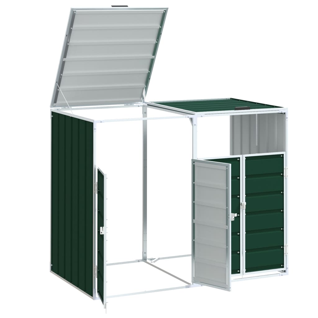 Wheelie Bin Storage for Double Bins Green 144x81x113 cm Steel