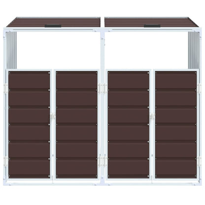 Wheelie Bin Storage for Double Bins Brown 144x81x113 cm Steel