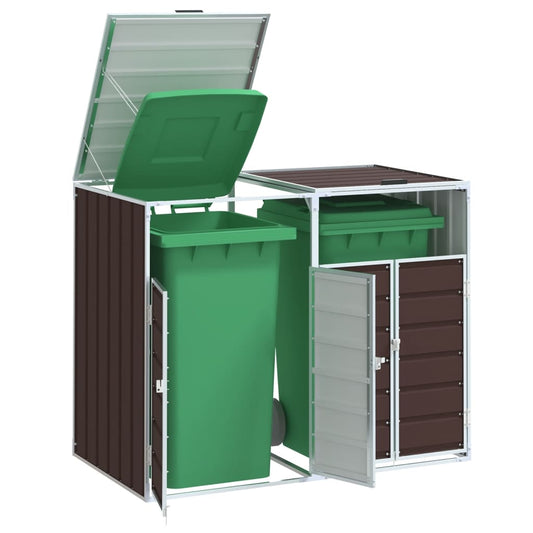 Wheelie Bin Storage for Double Bins Brown 144x81x113 cm Steel