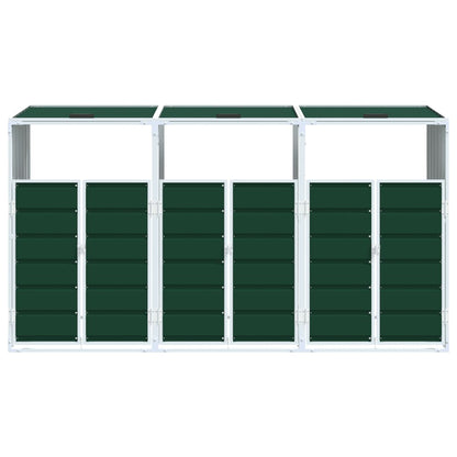 Wheelie Bin Storage for Triple Bins Green 216x81x115 cm Steel