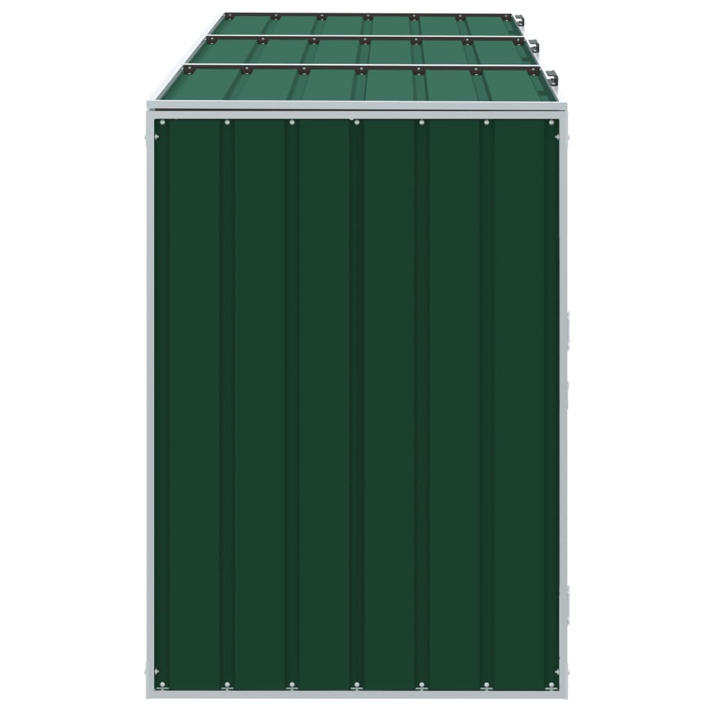 Wheelie Bin Storage for Triple Bins Green 216x81x115 cm Steel