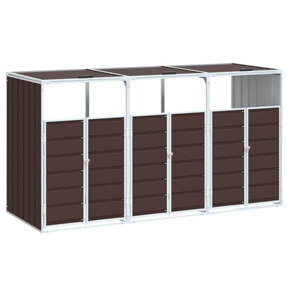 Wheelie Bin Storage for Triple Bins Brown 216x81x115 cm Steel