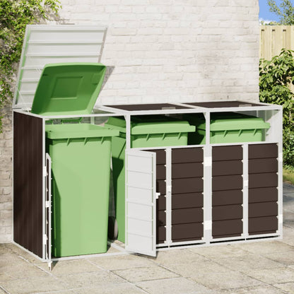 Wheelie Bin Storage for Triple Bins Brown 216x81x115 cm Steel