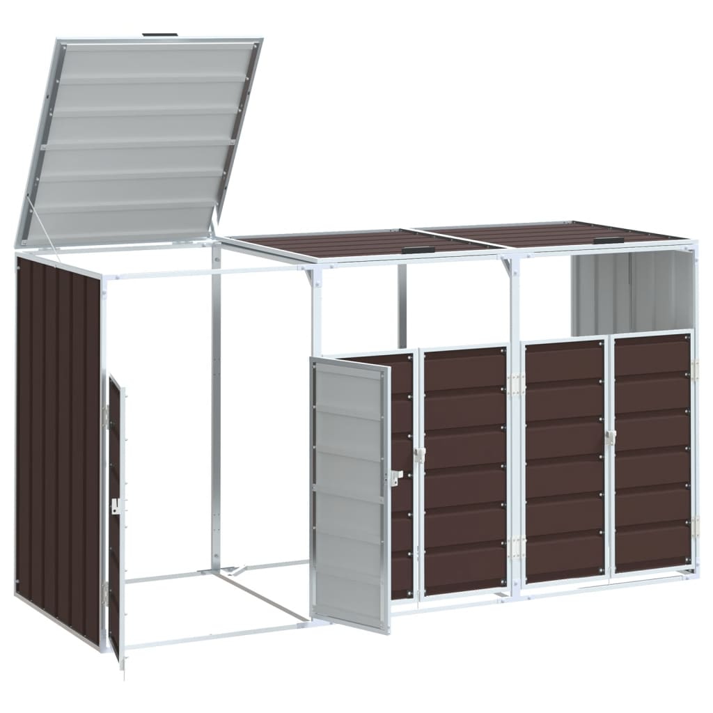 Wheelie Bin Storage for Triple Bins Brown 216x81x115 cm Steel