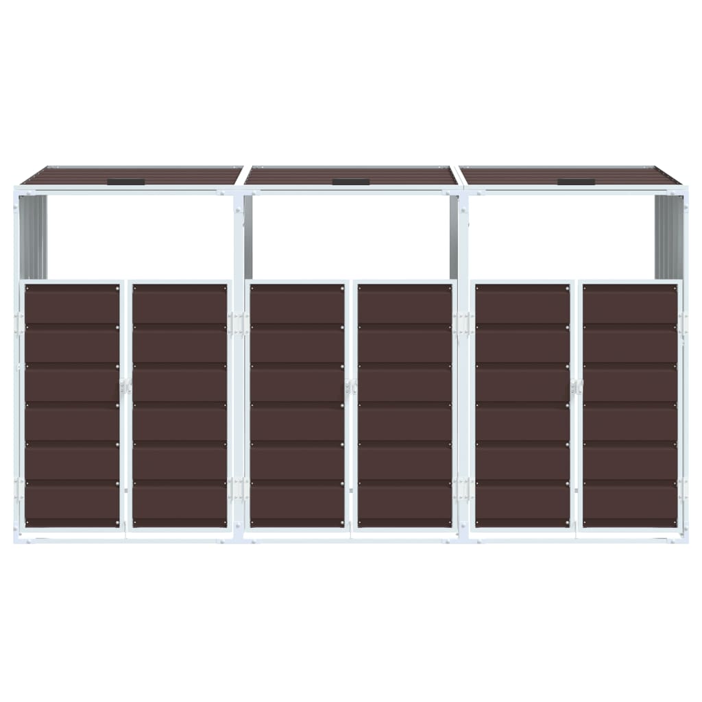 Wheelie Bin Storage for Triple Bins Brown 216x81x115 cm Steel