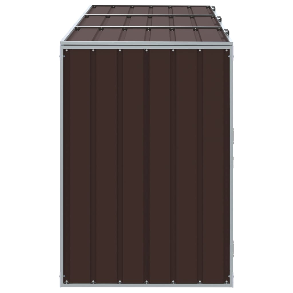 Wheelie Bin Storage for Triple Bins Brown 216x81x115 cm Steel