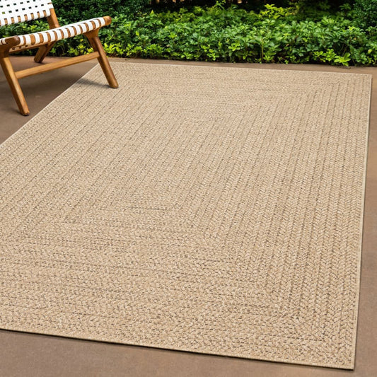 Rug ZIZUR 200x200 cm Jute Look Indoor and Outdoor