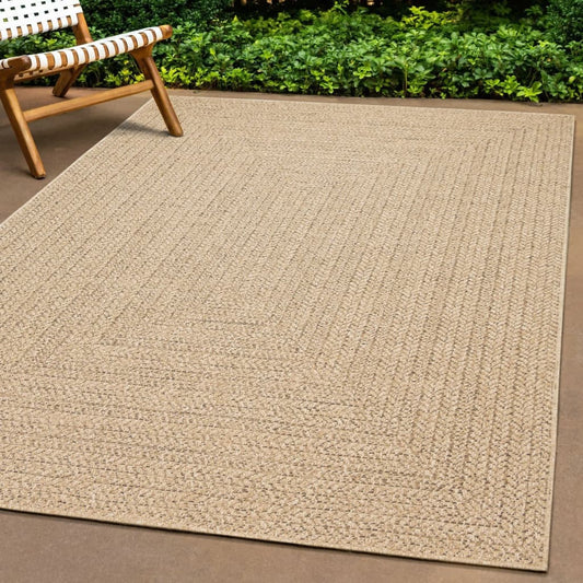 Rug ZIZUR 240x240 cm Jute Look Indoor and Outdoor