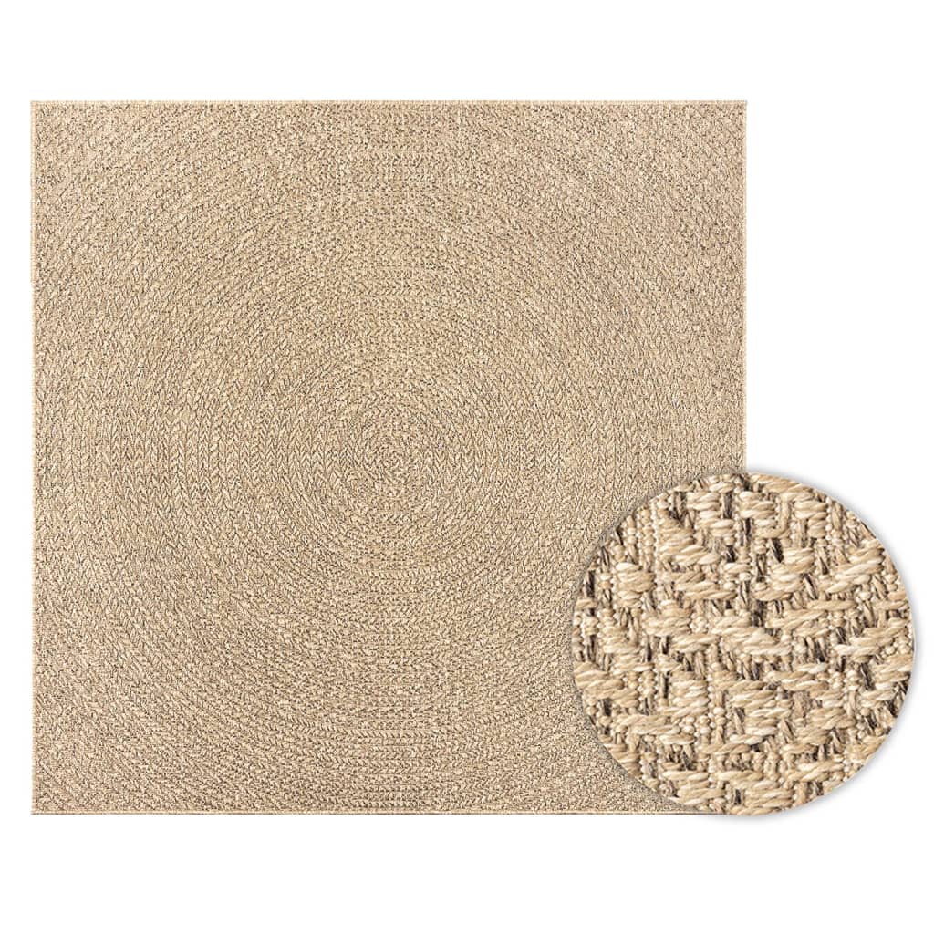 Rug ZIZUR 240x240 cm Jute Look Indoor and Outdoor