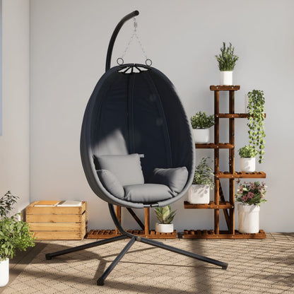 Hanging Egg Chair with Stand Anthracite Fabric and Steel