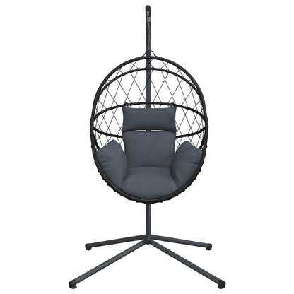 Hanging Egg Chair with Stand Anthracite Rattan and Steel